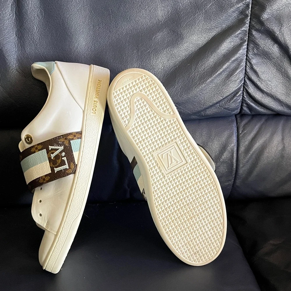 Louis Vuitton White and Brown Sneakers - Picture 6 of 8